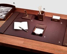 Luxury Brown Leather 6-Pc Desk Set