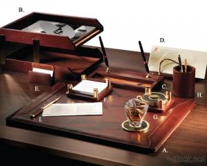 Brown Two - Tone Leather 9 - PC Desk Set