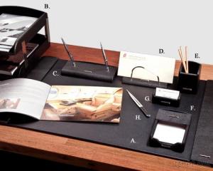 Luxury Black Leather 8-Pc Desk Set